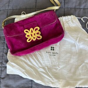 RARE vintage Kate Spade Pink suede Shoulder Bag